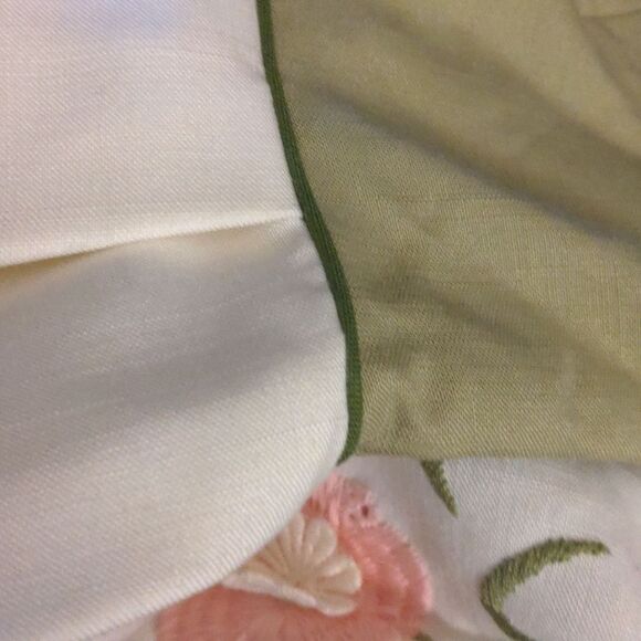 60s Vintage union made green and white dress with embroidered flowers MCM - Picture 11 of 11